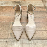 Sole Society Taupe Katrina Ankle Wrap Stacked Heel Pump Shoes- Size 9