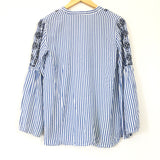 LOFT Striped Embroidered Top- Size XS
