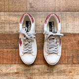 Goodnight Macaroon Dupe Golden Goose Deluxe Brand Superstar White with Pink Glitter Star and Heel Tab Sneakers- Size 37/US 7 (BRAND NEW)