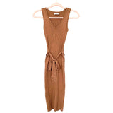 Active USA Camel Sleeveless Belted Ribbed Dress - Size S