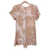 Smash + Tess White/Pink/Beige Tye Dye Half Button with Front Pocket Romper NWT- Size XS