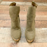 Mi.im Tan Side Cut Out Booties With Gold Front Detail- Size 6.5 (See Notes)