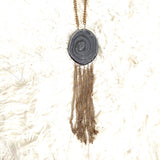No Brand Gold Chain Sliced Stone Pendant Necklace