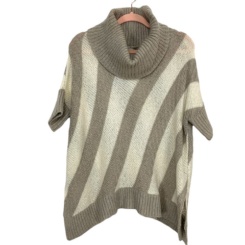 Old Navy Tan/Cream Striped Cowl Neck Sweater- Size XS