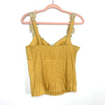 Moa Mustard Sequin Crochet Lace Strap Top- Size L