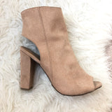 Bamboo Peep Toe Slingback Booties with Side Zipper- Size 8.5