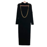 Eloquii Black Exposed Back with Gold Chain and Slit Dress NWT- Size 14/16 (see notes)