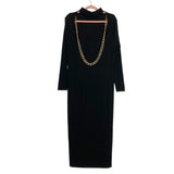 Eloquii Black Exposed Back with Gold Chain and Slit Dress NWT- Size 14/16 (see notes)