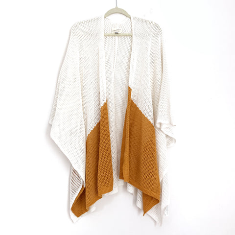 Universal Threads Open Weave Mustard & White Colorblock Kimono Style Sweater- Size OSFM