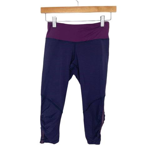 Lululemon Burgundy and Navy Blue Ruched Hem Cropped Leggings- Size ~4 ( See Notes,Inseam 16")