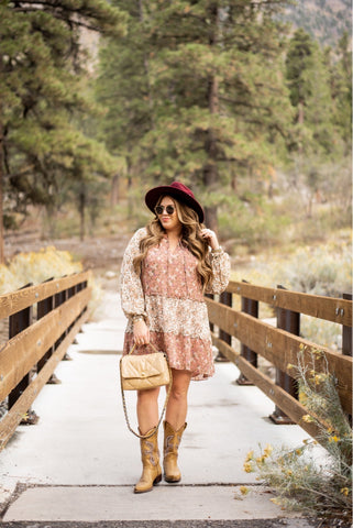 Show Me Your Mumu Rusty Pink/Cream Floral Print Dress- Size XL