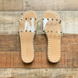 Bamboo Clear Strap with Silver Studs Sandals- Size 6.5