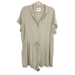 Abercrombie & Fitch Sand Button Up with Cinched Waist and Front Tie Romper- Size XLT