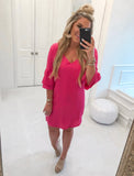 Belongsci Hot Pink Ruffle Sleeve Dress NWT- Size M