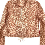 Good American Desert Leopard Lightweight Quarter Zip Sheer Pullover Jacket With Front Pocket/Drawstring NWT- Size 1 (sold out online)