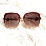 No Brand White and Brown Sunglasses with Rhinestone Detail