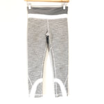 Lululemon Grey and White Striped Crop Legging- Size 4 (Inseam 21”)