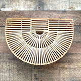 No Brand Bamboo Wooden Basket Handle Handbag