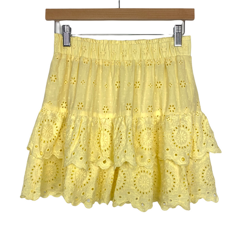 Loft Yellow Eyelet Tiered Skirt- Size XXS