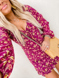 Forever 21 Burgundy Rose Floral Print Chiffon Dress NWT- Size M (sold out online)