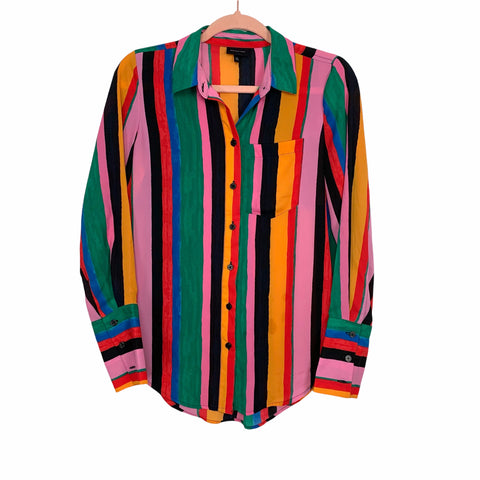 Who What Wear Multicolor Stripe Button Up Top- Size XS