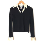 Sutton Studio Black Cashmere Sweater with Removable Collar and Cuffs- Size Petite (see notes)