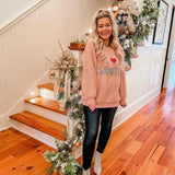 Judith March Pink "I <3 Santa" Rhinestone Sherpa Crew Neck Top- Size ~M (See Notes)