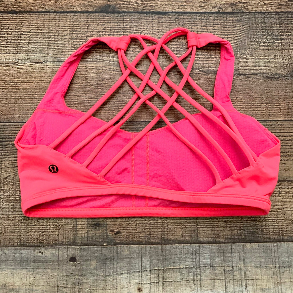 Lululemon Bright Coral Padded Sports Bra- Size 8 – The Saved