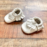 Bird Rock Baby White Leather Fringe Moccasins- Size 2