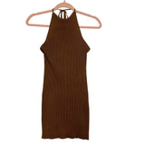 Priceless Brown Ribbed Knit Halter Mini Dress NWT- Size M