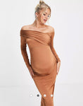 ASOS Design Maternity Ruched Off the Shoulder Midid Dress- Size 6 (sold out online)