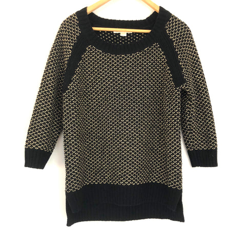 Cooper & Ella Gold and Black 3/4 Sleeve Sweater- Size S