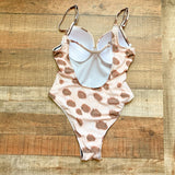 Hazel & Olive Animal Print Exposed Back Padded One Piece- Size M