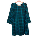 Tuckernuck Teal Plaid with Oversized Cuff Dress- Size XL (see notes)