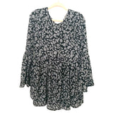 Buddy Love Blue Animal Print Bell Sleeve Tie Back Dress NWT- Size XS