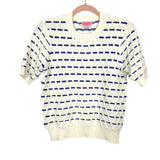 Kate Spade Cream and Blue Metallic Cable Knit Sweater- Size S