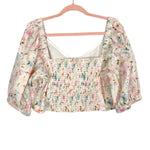 Abercrombie & Fitch Floral Poplin Cinched Puff Sleeve Cropped Top- Size XL (sold out online)