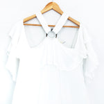 Entro White Cold Shoulder Ruffle Sleeve Dress- Size S