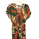 Molly Bracken Brown Palm Print Drawstring Waist Open Back Jumpsuit NWT- Size XS (sold out online)