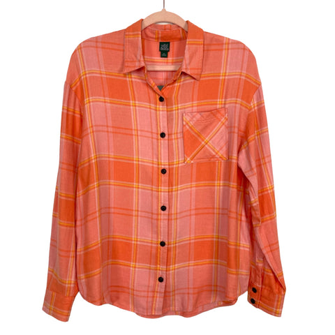 Wild Fable Orange/Pink/Yellow Flannel Top NWT- Size M