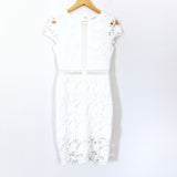 Main Strip White Lace Cap Sleeve Dress- Size S