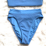 L*Space Blue Ribbed Bitsy Cut Bottoms- Size S (BOTTOMS ONLY)