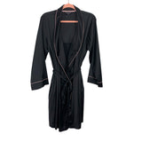 Soma Sensual Black Satin Like "Roses Are Red Time For Bed" Robe- Size S/M