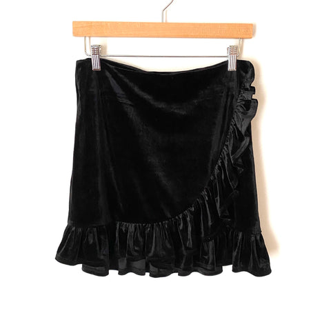 Forever21 Black Velvet Ruffle Skirt- Size L