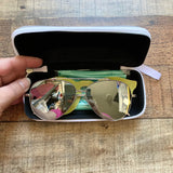 WearMe Pro Silver Frames with Mirrored Lens Aviator Sunglasses with Microfiber Cloth and Case (Great Condition)