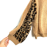POL Sherpa Animal Print Side Zippers Pullover Sweater- Size ~M/L