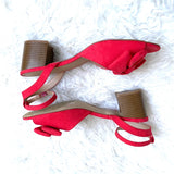 Loft Red Bow Open Toe Block Heels- Size 11 (see notes)