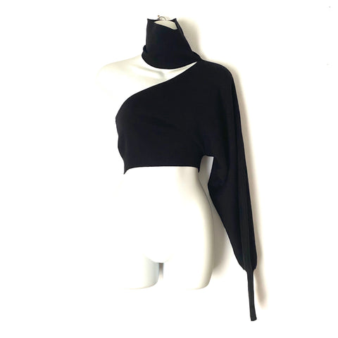 H:ours Black One Shoulder Long Sleeve Turtleneck NWT - Size S