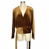 Good American Bronze Velvet Belted Top- Size 4