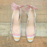 J Crew Rainbow Gingham Slingback Pumps- Size 9
